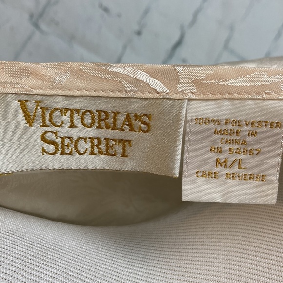 VICTORIA'S SECRET Vintage Gold Label Ivory Babydoll Satin Gown M/L Sexy Ruffles - Picture 11 of 16